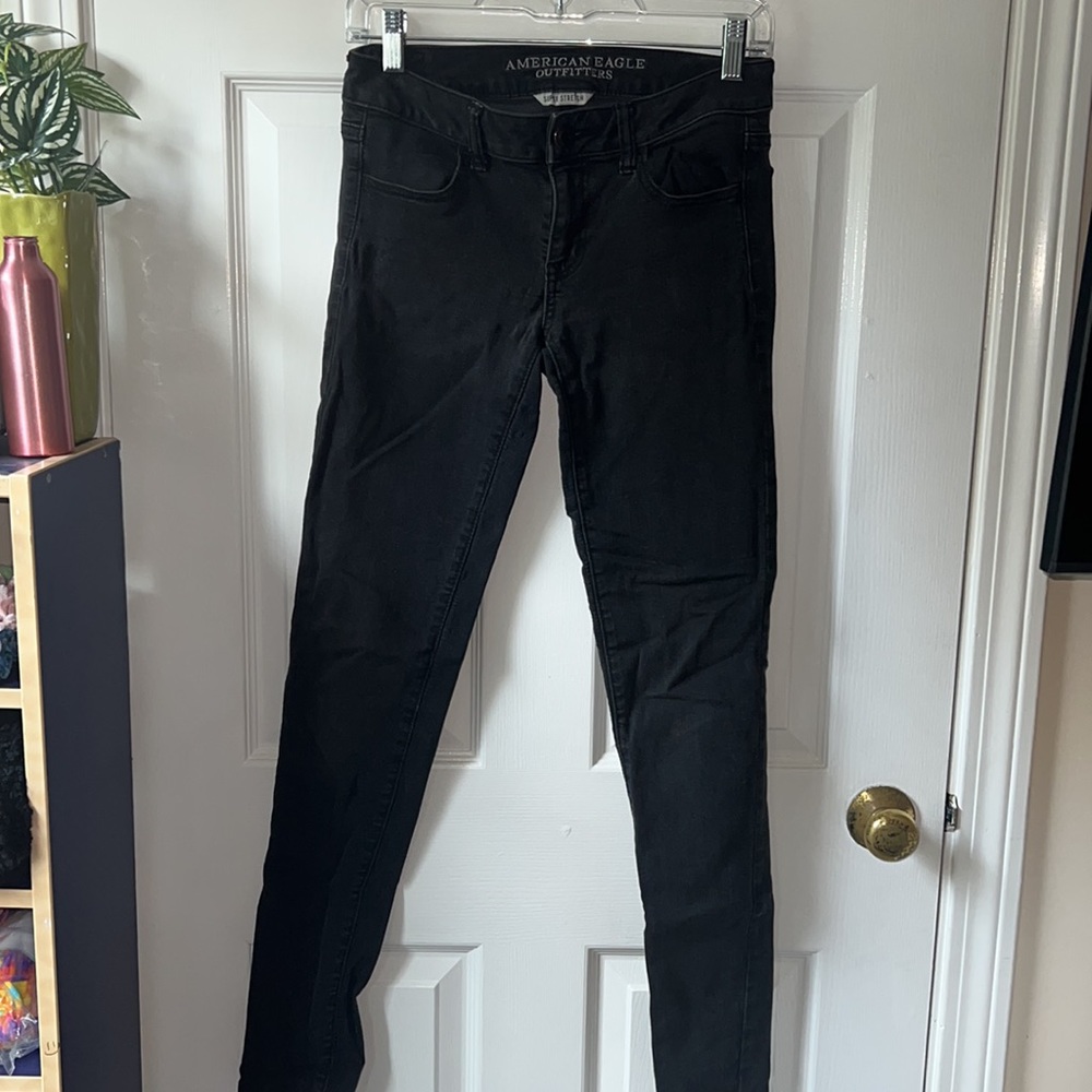 Black American Eagle Super Stretch Jeggings LONG